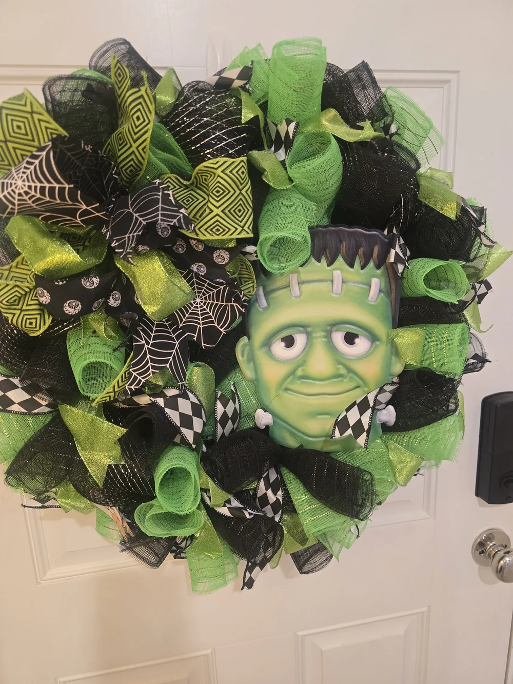 Green Frankenstein Halloween Wreath